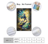 Golden Frame Colorful Clouds Tarot Major Arcana The Fool Artistic Wall Mural Modern Hanging Decor Poster20x30inch(50x75cm)