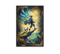Golden Frame Colorful Clouds Tarot Major Arcana The Fool Artistic Wall Mural Modern Hanging Decor Poster12x18inch(30x45cm)