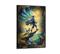Golden Frame Colorful Clouds Tarot Major Arcana The Fool Artistic Wall Mural Modern Hanging Decor Poster08x12inch(20x30cm)
