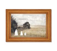 Golden Framed Flat Cute Ghost In Haunted Forest Canvas wall art Funny Spooky Poster Vintage Halloween prints painting Gothic Pictures Wall Decor 8x10in Golden Framed Flat