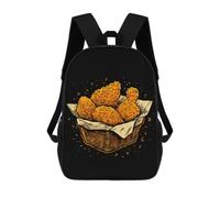 Golden Fried Chicken Nuggets Classic 17Inch Backpack Travel Daypack Laptop with Side Pockets for Men Women