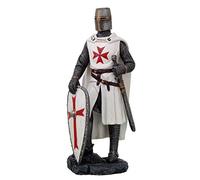 Golden Future Crusader in Armor Knight Templar Cross Decorative Sculpture