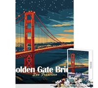 Golden Gate Bridge at Night Teenager Jigsaw Puzzles 1000 Pieces Enhance Mindful Thinking And Focus Relaxing Stress Relief Game (38x26cm)