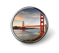 Golden Gate Bridge Badges Circle with Button Design, Personalized Picture Pin Brooches, Round Badge Holders for Decorate Hat Shirt Clothing Bag Accessories