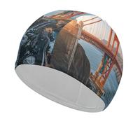 Golden Gate Bridge Bathing Cap High Elasticity Swimming Caps Fit Both Long Hair Short Hair Comfortable Large Shower Cap for Drag Reduction and Hair Protection