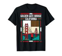Golden Gate Bridge California Flag San Francisco Vintage Art T-Shirt