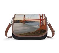 Golden Gate Bridge Crossbody Bag for Women Leather Crossover Shoulder Handle Bag with Adjustable Strap Hobo Handbag Large Capacity Purse Work Handbag for Daily Outdoor
