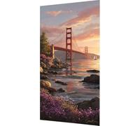 Golden Gate Bridge Diamond Art Kits Adults, Diamond Painting Landscape Crystal Art Kits for Kids, 5D Square Drill Gem Dots Rhinestone Embroidery Paintings Crafts, Hobbies for Adults 50x100cm f7-7lo