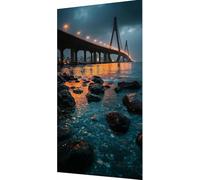 Golden Gate Bridge Diamond Painting Landscape Diamond Art Kits Adults, DIY 5D Crystal Art for Adults Kids Round Rhinestone Gem Dots Embroidery Paintings Crafts, Home Wall Decor Gifts 40x80cm f0-hy6