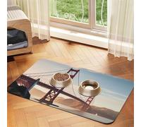 Golden Gate Bridge Dog Food Mats for Floors, 12x18 Inch Non-Slip Super Absorbent Pet Food Mat, Dishwasher Dog Mat for Food and Water, Cute Quick Dry Pet Feeding Mat for Dogs Puppy Cats