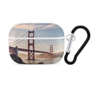 Golden Gate Bridge Earbuds Organizer Shockproof Protective Airpods Pro Cover with Carabiner Clip Anti Fall Carrying Earphone Case Cover for Airpods Pro 2nd Generation White