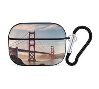Golden Gate Bridge Earbuds Organizer Shockproof Protective Airpods Pro Cover with Carabiner Clip Anti Fall Carrying Earphone Case Cover for Airpods Pro 2nd Generation Black