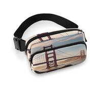 Golden Gate Bridge Fanny Pack Belt Bag with Adjustable Strap Fashion Waist Bag for Outdoor Sports Hiking, white, 20x13cm, Full Printed Waist Bag