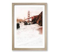 Golden Gate Bridge in San Francisco Abstract Painting Framed Print | A2 Oak Framed Wall Art | Ready to Hang | Abstract Cityscape Picture | Living Room Bedroom Lounge Office
