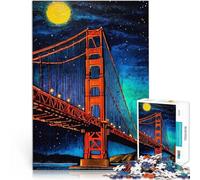 Golden Gate Bridge of San Francisco Night1000 Piece Adult Puzzles Stress Relief Toys is ideal as a gift for the whole family 38x26cm