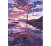 Golden Gate Bridge Paint by Numbers for Adults, Landscape Paint by Numbers Canvas, Easy Diy Oil Painting Kits with Paint Brushes Acrylic, Hobbies for Adults Women, Painting Room Decor 12x16 in F-8955