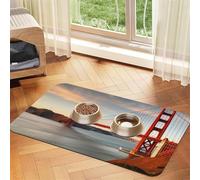 Golden Gate Bridge Pet Feeding Mat Absorbent Pu Leather Dog Cat Food Mats Contain Spills Protects Floors, Anti-Slip Rubber Backing Dog Bowl Mats Easy Clean Pet Placemats 40x60cm