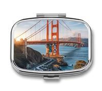 Golden Gate Bridge Pill Box 2 Compartment Portable Pill Case Daily Square Pill Organizer for Pocket Purse Daily Medicine Container to Hold Vitamins Fish Oil Travel Gifts