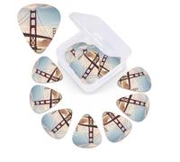 Golden Gate Bridge Print Guitar Pick 12 Pack With Guitar Pick Case Guitar Plectrums Pick 0.46mm 0.96mm 0.71mm Guitar Accessories For Bass Electric Acoustic Guitars Ukulele