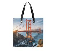 Golden Gate Bridge PU Leather Tote Bag for Women Work Large Capacity Shoulder Bag Top Handle Purses And Handbags