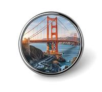 Golden Gate Bridge Round Badge Personalized Metal Lapel Pin Badges Fit Clothing Bags Hat Humorous Printed Brooch Badge Party Decorations Accessories for Men Women