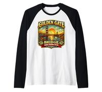 Golden Gate Bridge s Vintage San Francisco s Retro Art Raglan Baseball Tee