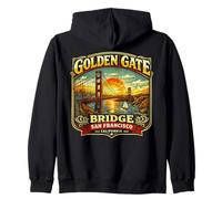 Golden Gate Bridge s Vintage San Francisco s Retro Art Zip Hoodie