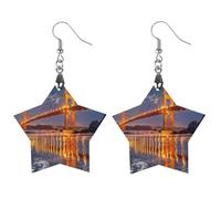 Golden Gate Bridge San Francisco at Night Fashion Women's Dangle Earrings Funny Wood Earring Drop Pendants Jewelry