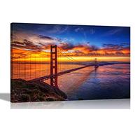 Golden Gate Bridge San Francisco, California Canvas Prints Wall Art Pictures Home Office Decor Framed Posters Ready to Hang Stretched 51 x 35cm (20 x 14 inches)