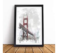 Golden Gate Bridge San Francisco V3 | Framed Wall Art Print | Modern Home Decor Picture | Ready to Hang Artwork for Living Room, Bedroom, Kitchen or Office | Multiple Sizes