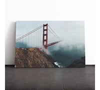 Golden Gate Bridge San Francisco Vol.2 Canvas Print | Gallery Wrapped 30mm Frame Wall Art | 20x14 inches | Ready to Hang | Modern Cityscape Picture | Living Room Bedroom Lounge Office