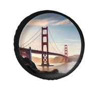 Golden Gate Bridge Spare Tire Cover PVC Leather Spare Wheel Cover Dustproof Waterproof Jeep Tire Cover for 34inch Camper, RV Trailer, Truck, SUV Fit Diameter 28-34 Inch