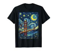 Golden Gate Bridge Starry Night Art History Present USA T-Shirt