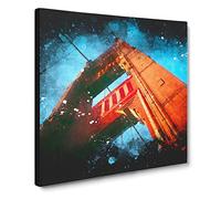 Golden Gate Bridge Vol.1 Paint Splash Canvas Print | Gallery Wrapped 30mm Frame Wall Art | 20x20 inches | Ready to Hang | Modern Cityscape Picture | Living Room Bedroom Lounge Office