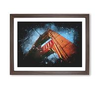 Golden Gate Bridge Vol.1 Paint Splash Modern Art Framed Wall Art Print, Ready to Hang Picture for Living Room Bedroom Home Office Décor, Walnut A4 (34 x 25 cm)