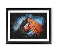 Golden Gate Bridge Vol.1 Paint Splash Modern Art Framed Wall Art Print, Ready to Hang Picture for Living Room Bedroom Home Office Décor, Black A4 (34 x 25 cm)