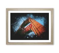 Golden Gate Bridge Vol.1 Paint Splash Modern Art Framed Wall Art Print, Ready to Hang Picture for Living Room Bedroom Home Office Décor, Oak A4 (34 x 25 cm)