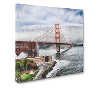 Golden Gate Bridge Vol.5 Canvas Print | Gallery Wrapped 30mm Frame Wall Art | 14x14 inches | Ready to Hang | Modern Cityscape Picture | Living Room Bedroom Lounge Office