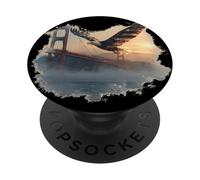 Golden Gate Bridge with Cool Eagle and Patriotic Colors PopSockets Adhesive PopGrip
