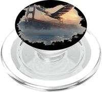 Golden Gate Bridge with Cool Eagle and Patriotic Colors PopSockets PopGrip for MagSafe