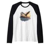 Golden Gate Bridge with Cool Eagle and Patriotic Colors Raglan Baseball Tee