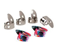 Golden Gate NP1-GP7 Guitar Picks - Finger and Thumb Picks for Acoustic Guitar and Banjo - Medium - Stainless Steel & Confetti Celluloid - 6 Picks