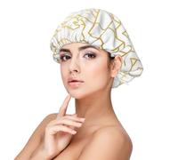 Golden Geometric Pattern,Adult's Satin Sleeping Cap - Women's Elastic Sleep Bonnet, Adjustable Overnight Hair Cover