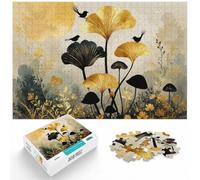 Golden Ginkgo and Mushroom Art with Birds Jigsaw Puzzle, 1000 Piece | For a break from screens: Adult jigsaw puzzle with 1000 pieces; with the complete challenge to keep the challenge engaging.