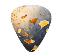Golden Ginkgo Leaf DanceGuitar Picks, 12-Piece Pattern Set, Three Different Thicknesses for Acoustic Electric Guitar and Other Instruments