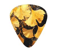 Golden Ginkgo Leaves Printed pick set - 12 pieces, thin, medium and thick guitar picks, suitable for guitar, bass, electric guitar and ukulele