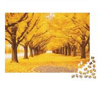 Golden Ginkgo Tree Jigsaw Puzzles Puzzles for Adults Kids. 1000 Pieces Autumn Whimsical Challenge Toy Educational Game Home Decoration for Educational Games Gifts 1000pcs (75x50cm)