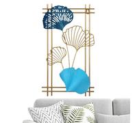 Golden Ginkgo Wall Art - 3 D Metal Leaf Wall Decor, Botanical Theme Hanging Sculpture Panel | Contemporary Home Wall Ornament, Lightweight Metal Artwork, Elegant Room Decoration Piece, Textured Ginkgo