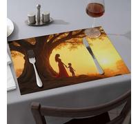 Golden Girls Gifts A Mother And Child Stand Under A Large Tree At Sunset Dining Place Mats Yellow Placemats Placemats(6PCS)