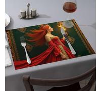 Golden Girls Gifts A Woman In A Red Gown Holding A Flaming Torch Dining Place Mats Yellow Placemats Placemats(4PCS)